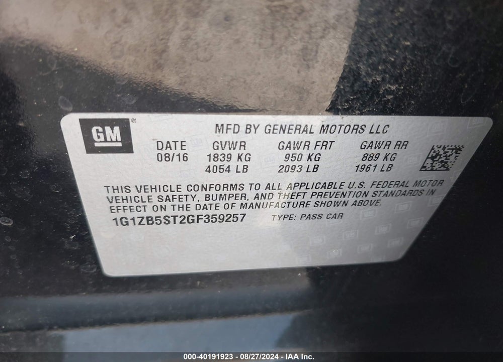 2016 CHEVROLET MALIBU LS VIN: 1G1ZB5ST2GF359257