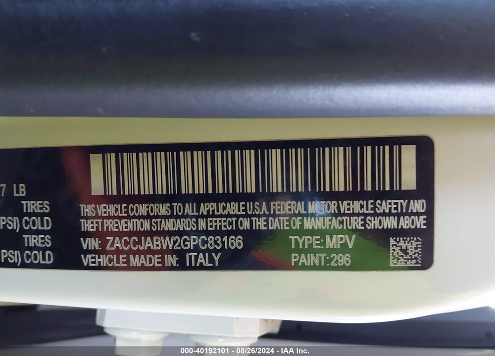 2016 JEEP RENEGADE 75TH ANNIVERSARY VIN: ZACCJABW2GPC83166