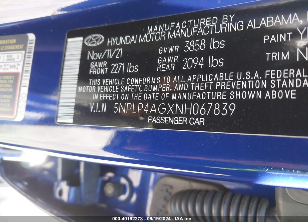 2022 HYUNDAI ELANTRA LIMITED VIN: 5NPLP4AGXNH067839
