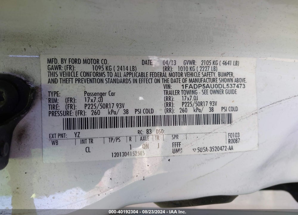 2013 FORD C-MAX HYBRID SE VIN: 1FADP5AU0DL537473