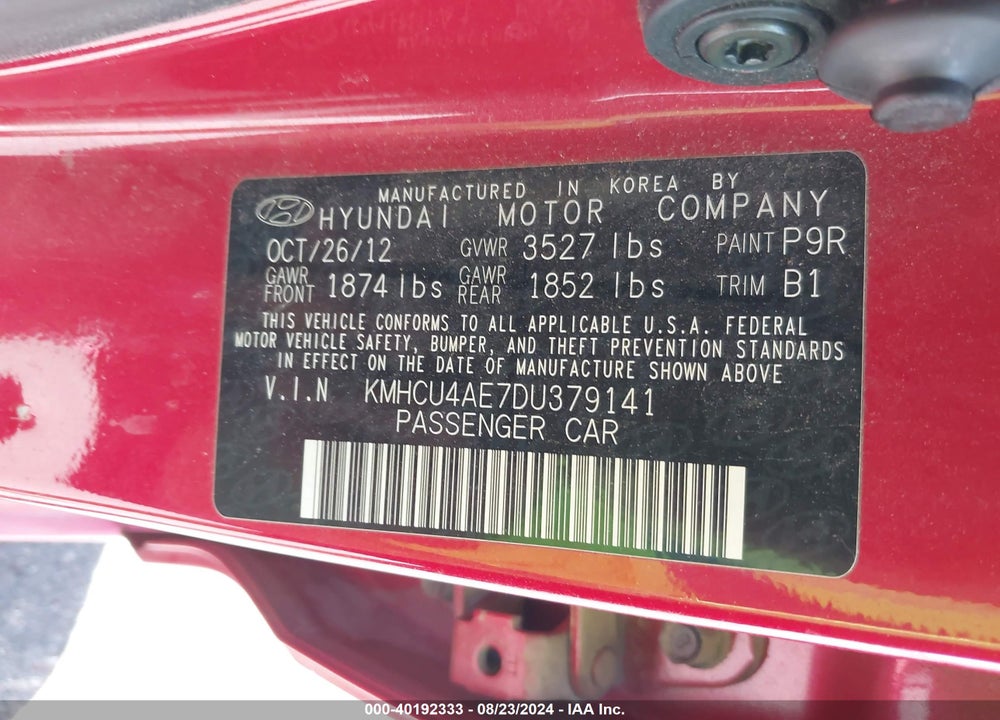 2013 HYUNDAI ACCENT GLS VIN: KMHCU4AE7DU379141