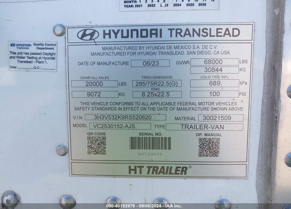 2024 HYUNDAI TRANSLEAD INC --- VIN: 3H3V532K9RS520620