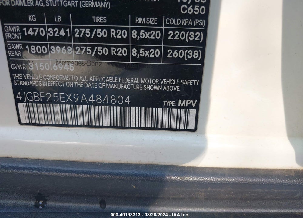 2009 MERCEDES-BENZ GL 320 BLUETEC 4MATIC VIN: 4JGBF25EX9A484804