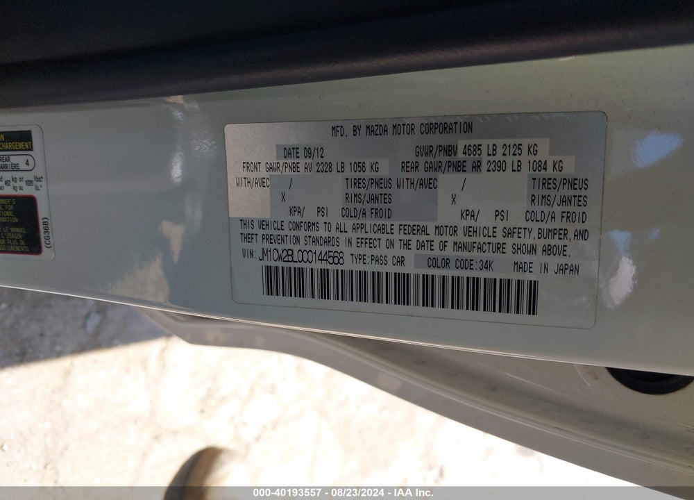 2012 MAZDA 5 SPORT VIN: JM1CW2BL0C0144568
