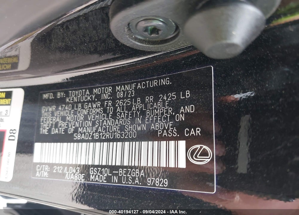 2024 LEXUS ES 350 VIN: 58ADZ1B12RU163200