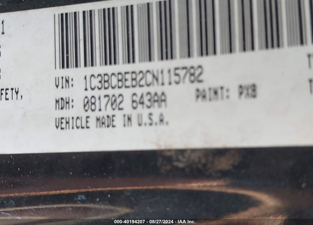 2012 CHRYSLER 200 TOURING VIN: 1C3BCBEB2CN115782