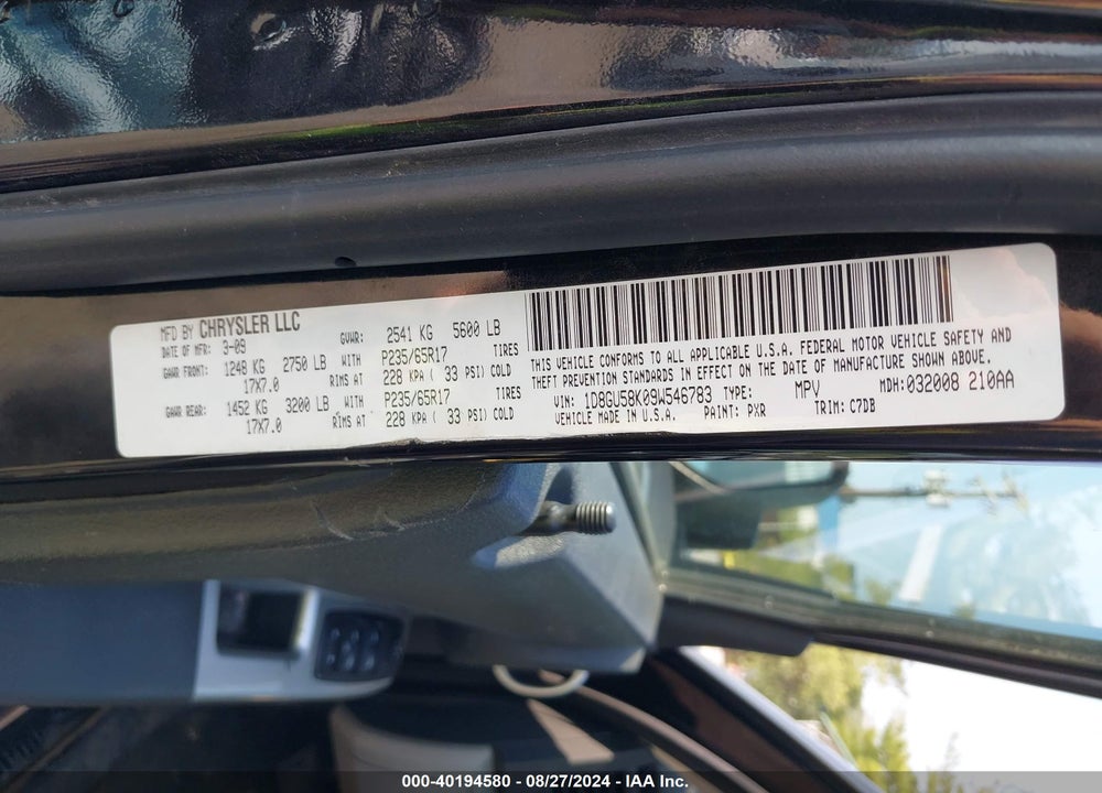 2009 DODGE NITRO SLT/RT VIN: 1D8GU58K09W546783