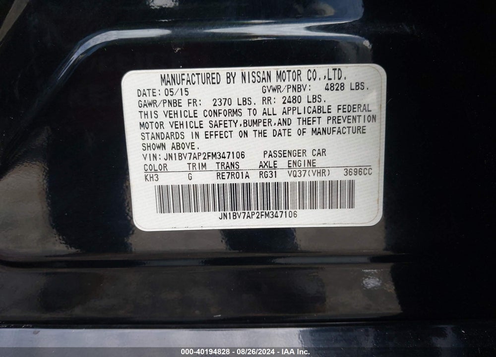 2015 INFINITI Q50 PREMIUM/SPORT VIN: JN1BV7AP2FM347106