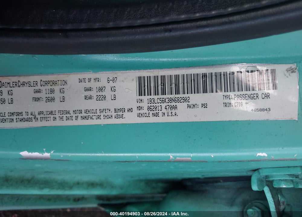 2008 DODGE AVENGER SXT VIN: 1B3LC56K38N682902
