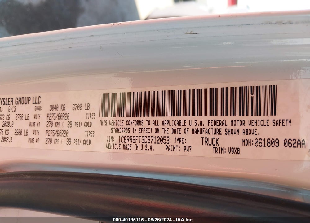 2013 RAM 1500 EXPRESS VIN: 1C6RR6FT3DS712053