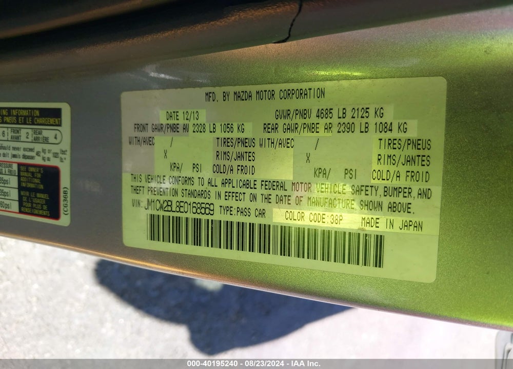 2014 MAZDA 5 SPORT VIN: JM1CW2BL8E0168569