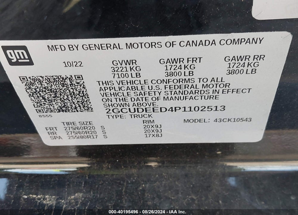 2023 CHEVROLET SILVERADO 1500 VIN: 2GCUDEED4P1102513
