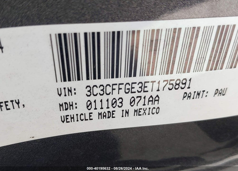 2014 FIAT 500E BATTERY ELECTRIC VIN: 3C3CFFGE3ET175891