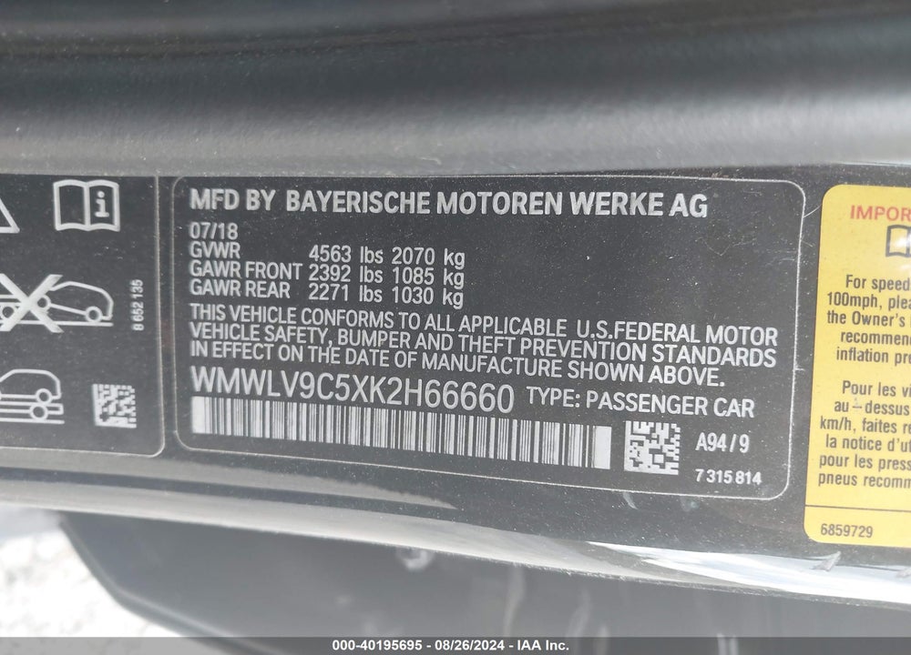 2019 MINI CLUBMAN JOHN COOPER WORKS VIN: WMWLV9C5XK2H66660