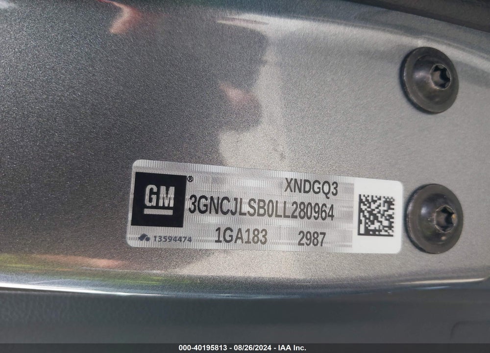 2020 CHEVROLET TRAX FWD LT VIN: 3GNCJLSB0LL280964