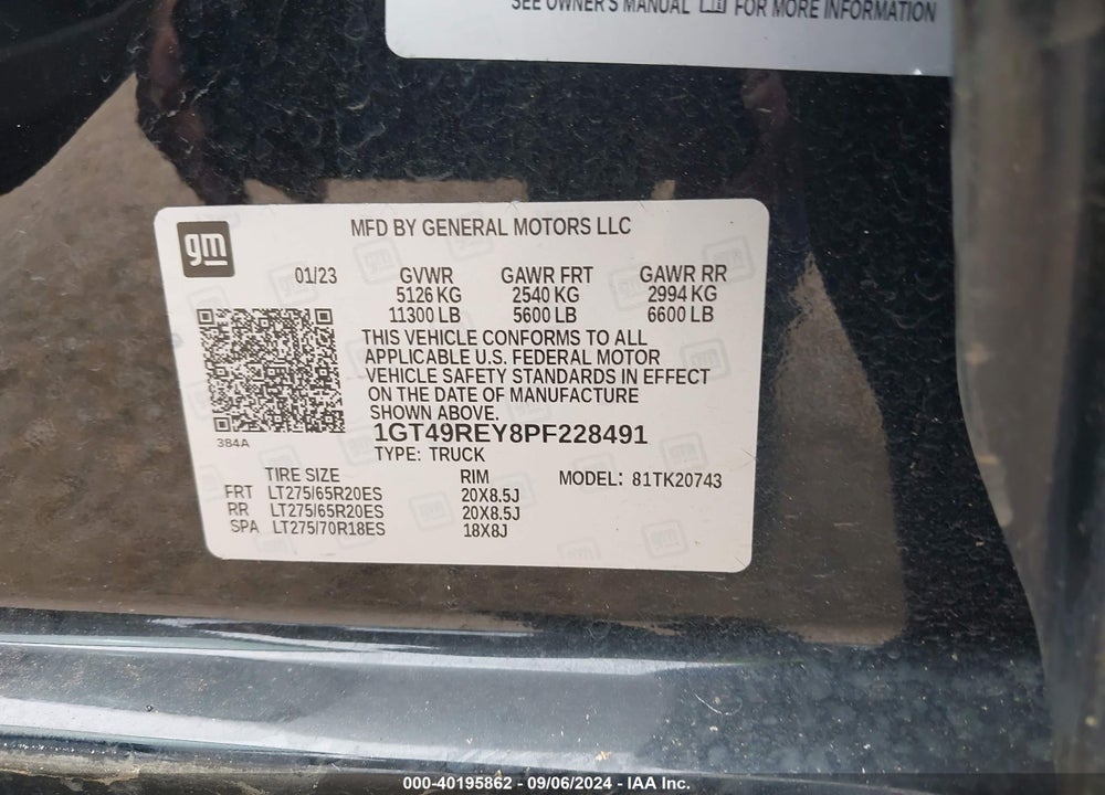 2023 GMC SIERRA 2500HD 4WD  STANDARD BED DENALI VIN: 1GT49REY8PF228491
