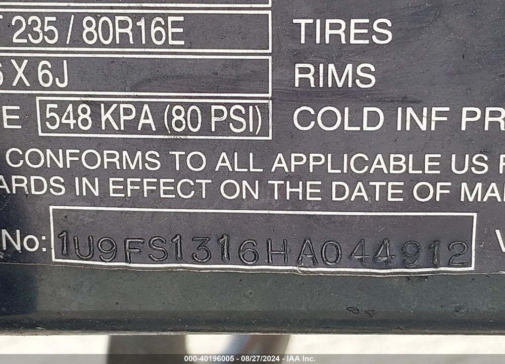 2017 US JETTING TRAILER VIN: 1U9FS1316HA044912