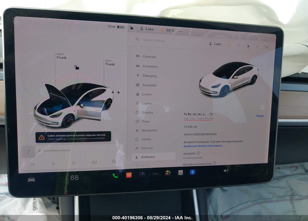 2020 TESLA MODEL 3 PERFORMANCE DUAL MOTOR ALL-WHEEL DRIVE VIN: 5YJ3E1EC5LF805425
