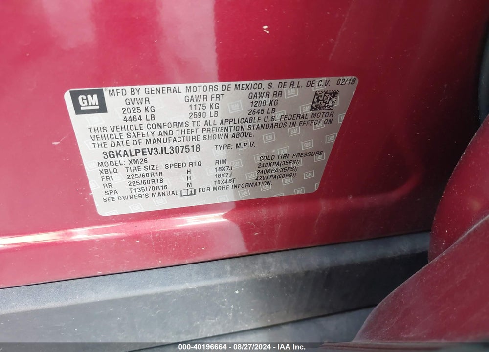 2018 GMC TERRAIN SLT VIN: 3GKALPEV3JL307518