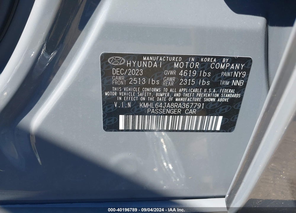 2024 HYUNDAI SONATA SEL VIN: KMHL64JA8RA367791