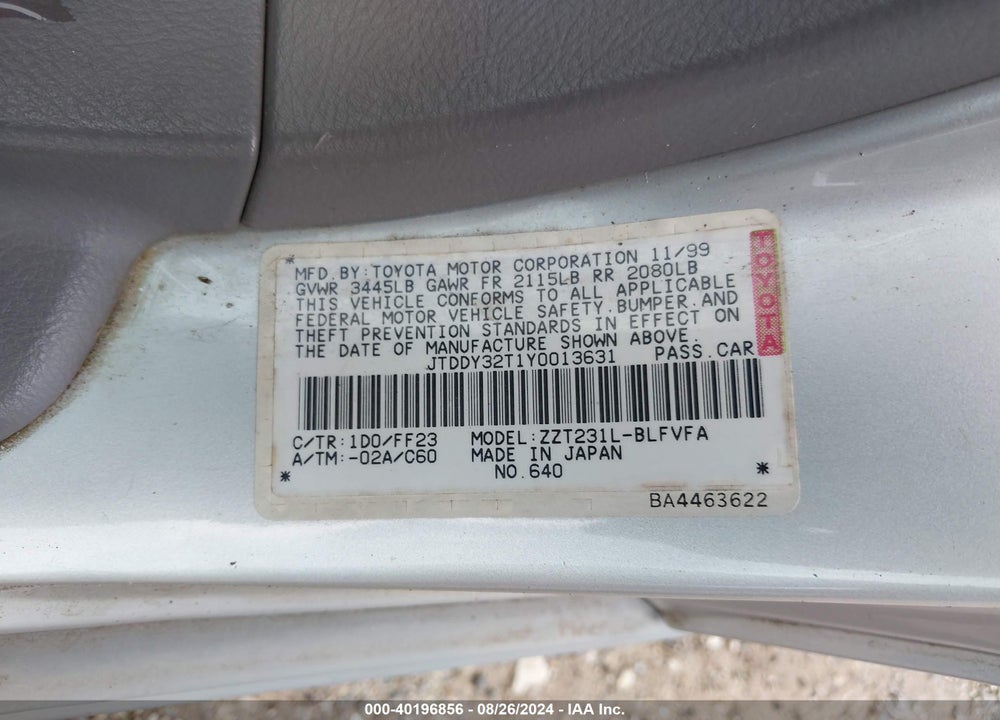 2000 TOYOTA CELICA GTS VIN: JTDDY32T1Y0013631