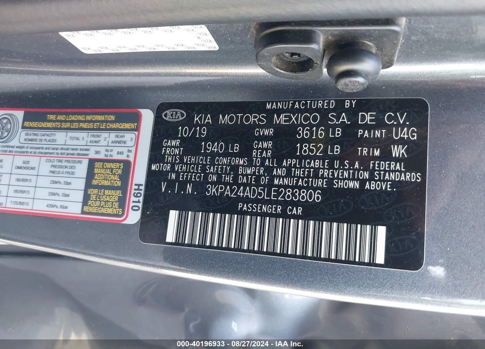 2020 KIA RIO VIN: 3KPA24AD5LE283806
