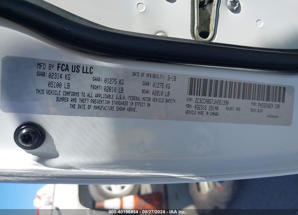 2018 CHRYSLER 300 300S VIN: 2C3CCABG7JH261390
