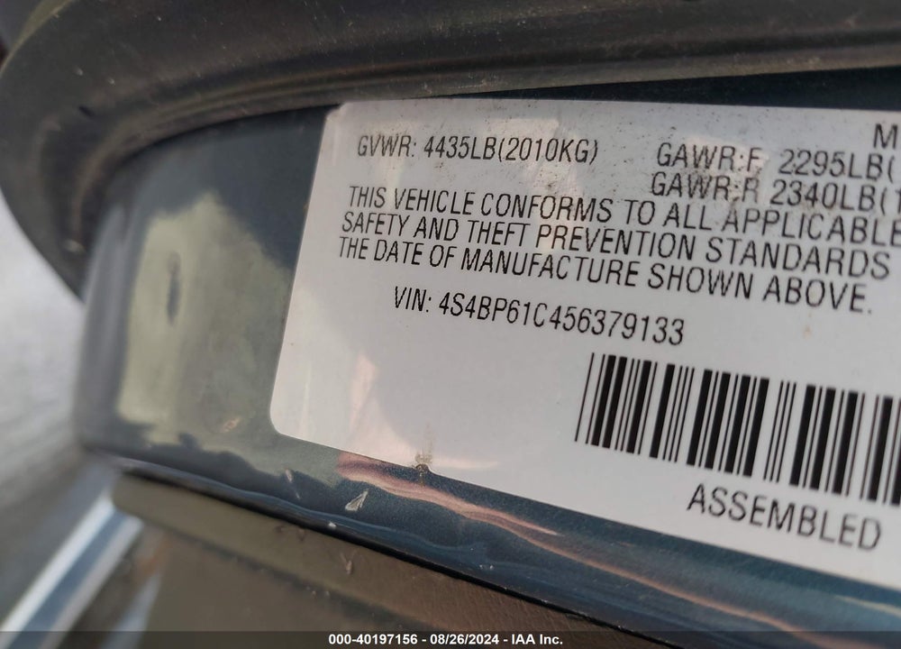 2005 SUBARU OUTBACK 2.5I VIN: 4S4BP61C456379133