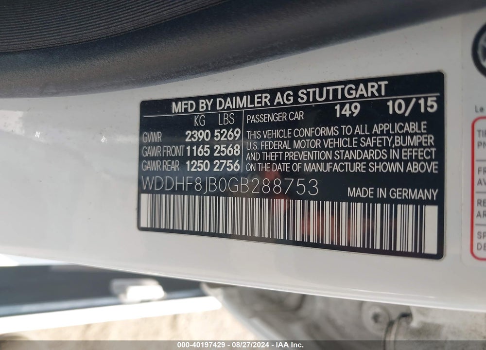 2016 MERCEDES-BENZ E 350 4MATIC VIN: WDDHF8JB0GB288753
