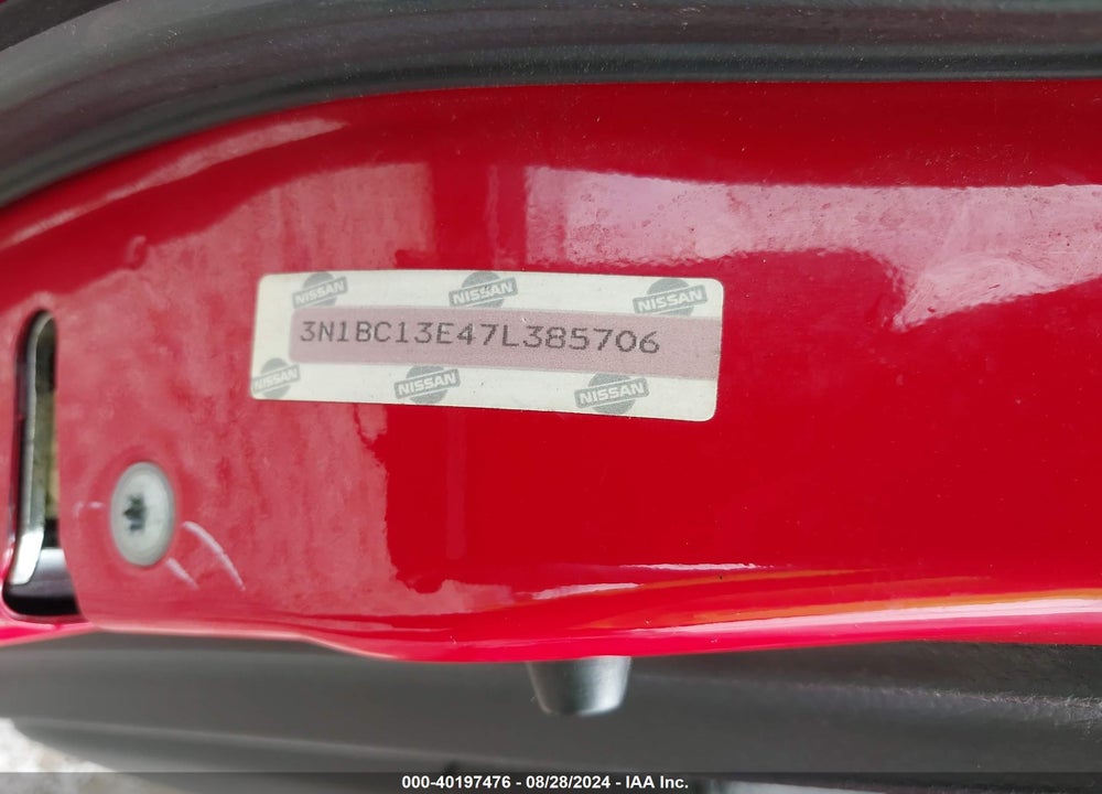 2007 NISSAN VERSA S/SL VIN: 3N1BC13E47L385706