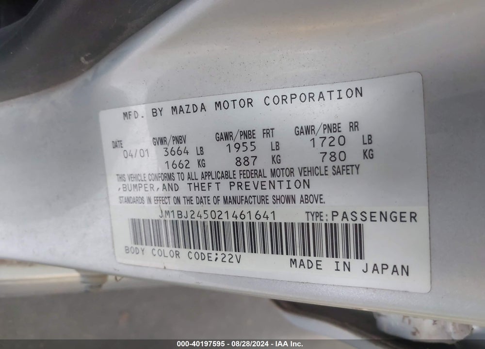 2002 MAZDA PROTEGE5 VIN: JM1BJ245021461641
