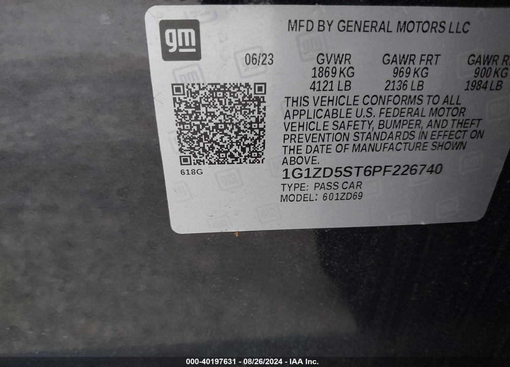2023 CHEVROLET MALIBU FWD 1LT VIN: 1G1ZD5ST6PF226740