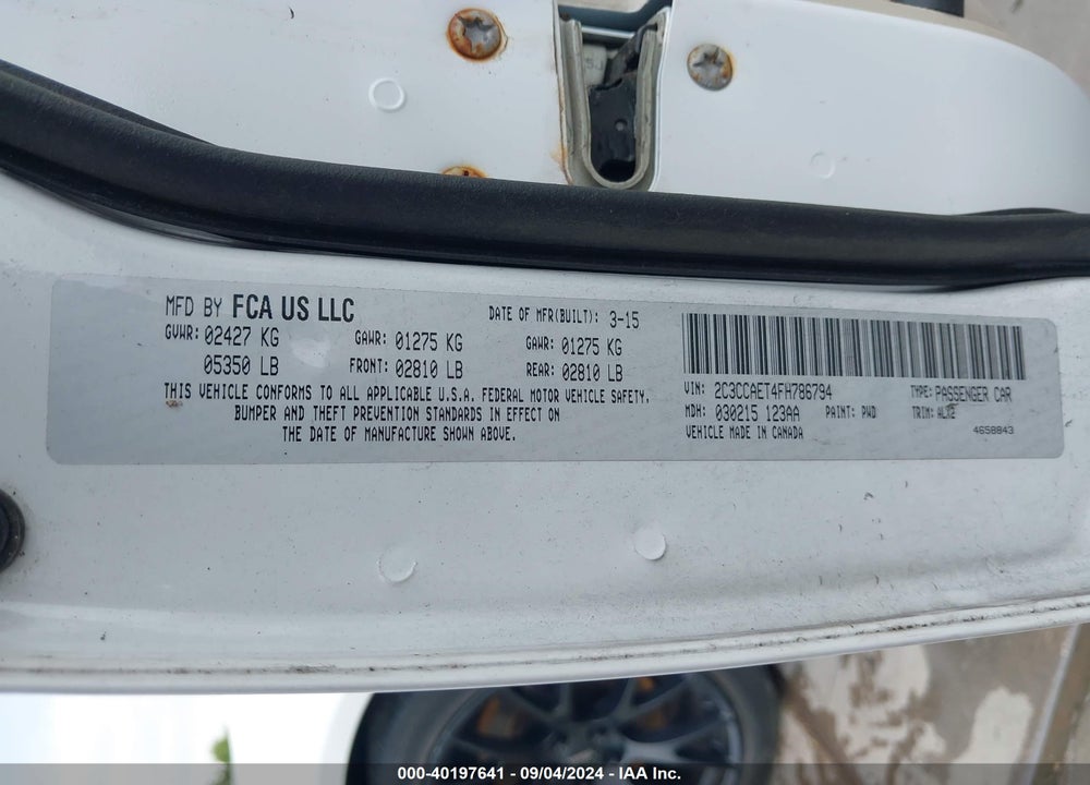 2015 CHRYSLER 300C VIN: 2C3CCAET4FH786794