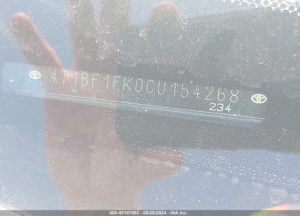 2012 TOYOTA CAMRY LE VIN: 4T1BF1FK0CU154268