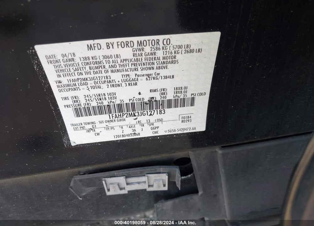 2018 FORD POLICE INTERCEPTOR VIN: 1FAHP2MK3JG127183