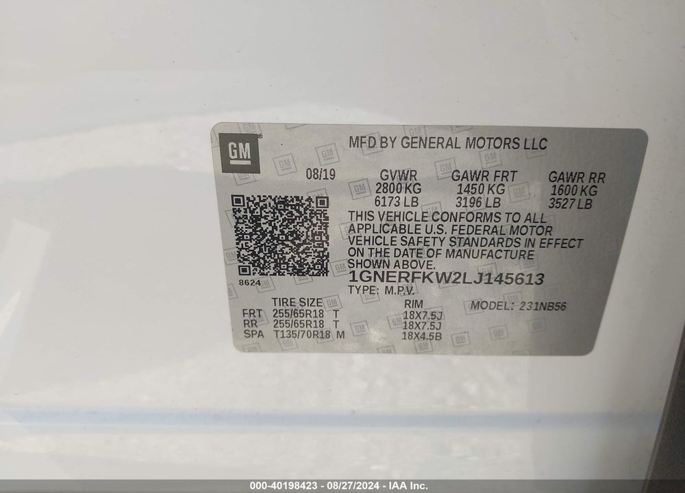 2020 CHEVROLET TRAVERSE FWD LS VIN: 1GNERFKW2LJ145613