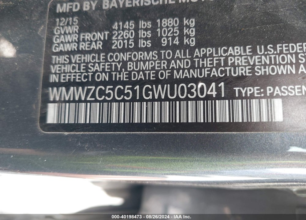 2016 MINI COUNTRYMAN COOPER S VIN: WMWZC5C51GWU03041