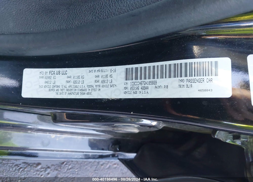2016 CHRYSLER 200 LIMITED VIN: 1C3CCCAB7GN185669
