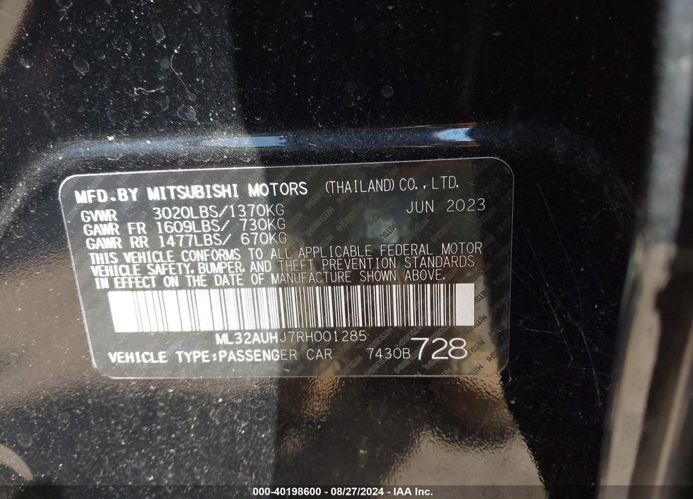 2024 MITSUBISHI MIRAGE LE VIN: ML32AUHJ7RH001285