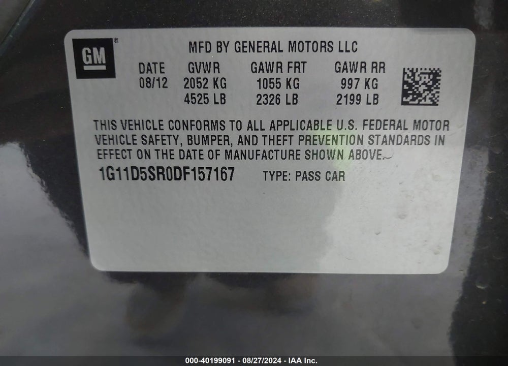 2013 CHEVROLET MALIBU ECO VIN: 1G11D5SR0DF157167