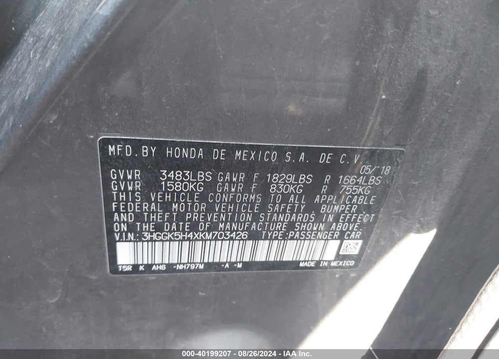 2019 HONDA FIT LX VIN: 3HGGK5H4XKM703426