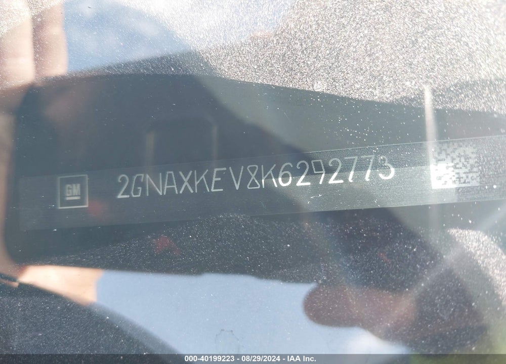 2019 CHEVROLET EQUINOX LT VIN: 2GNAXKEV8K6292773