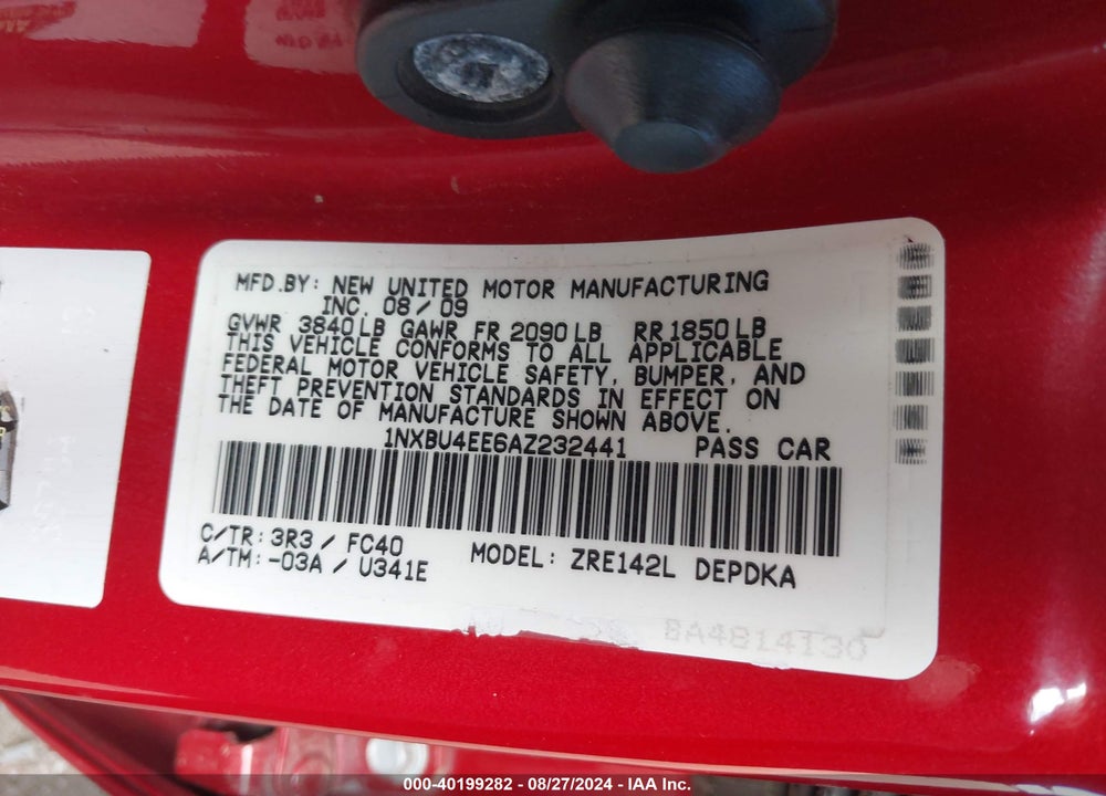 2010 TOYOTA COROLLA LE VIN: 1NXBU4EE6AZ232441