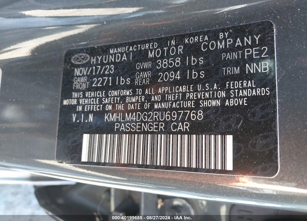 2024 HYUNDAI ELANTRA SEL VIN: KMHLM4DG2RU697768