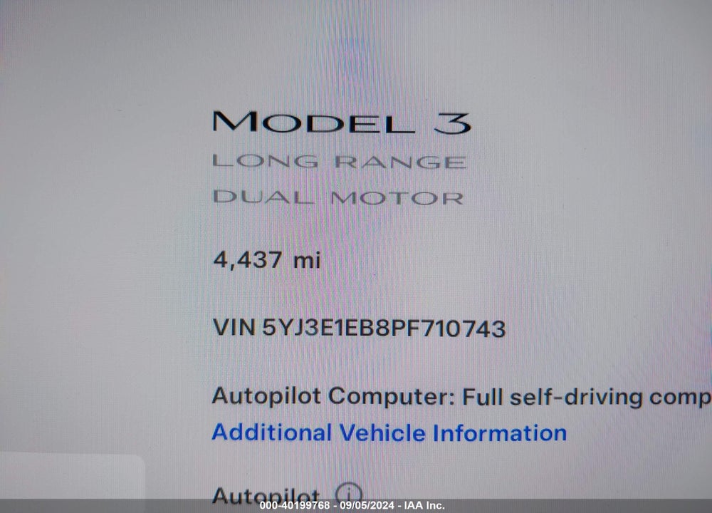 2023 TESLA MODEL 3 LONG RANGE DUAL MOTOR ALL-WHEEL DRIVE VIN: 5YJ3E1EB8PF710743
