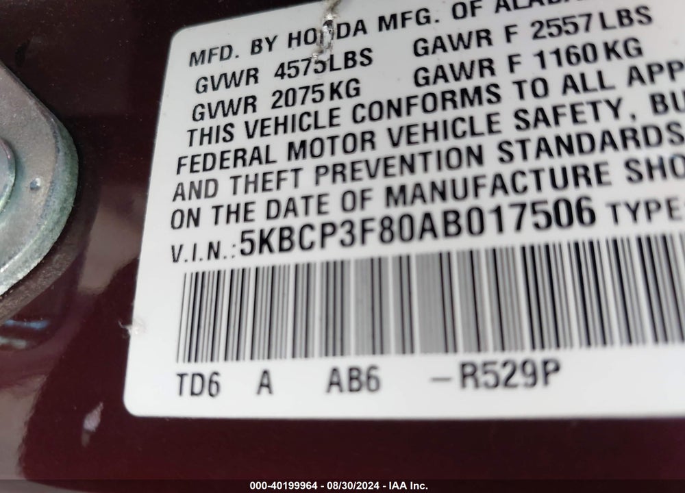 2010 HONDA ACCORD 3.5 EX-L VIN: 5KBCP3F80AB017506