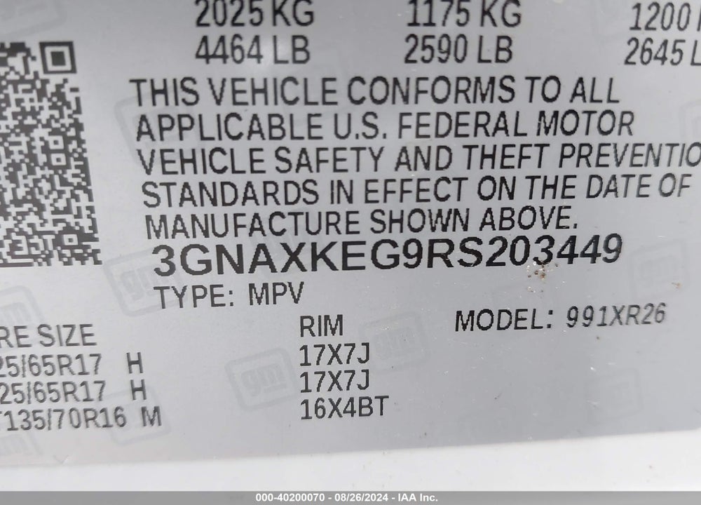 2024 CHEVROLET EQUINOX FWD LT VIN: 3GNAXKEG9RS203449