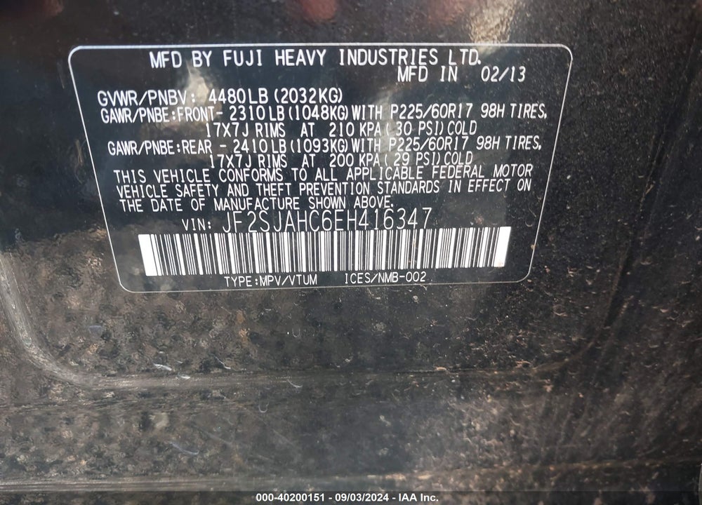 2014 SUBARU FORESTER 2.5I LIMITED VIN: JF2SJAHC6EH416347