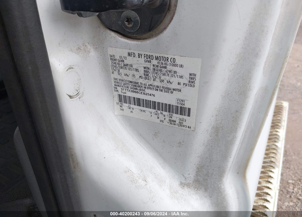 2012 FORD F-350 XL VIN: 1FT7X3B68CEB25476