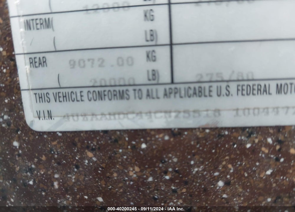 2004 FREIGHTLINER CHASSIS X LINE MOTOR HOME VIN: 4UZAAHDC44CN25518